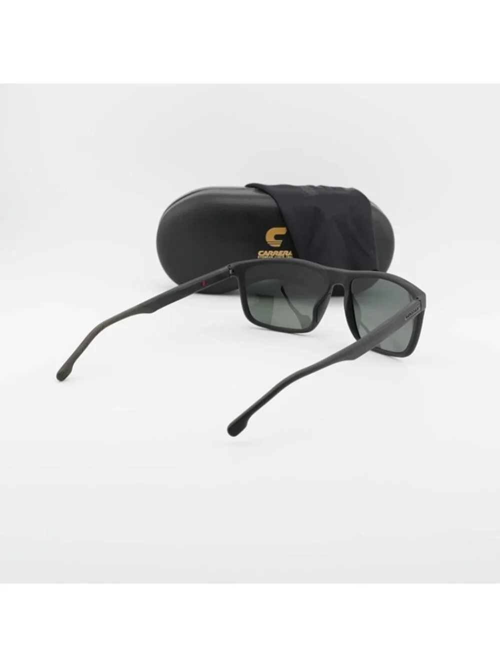 CARRERA 8047/S 07ZJ UC Sunglasses Black Rectangle Frame, Green Polarized Lenses